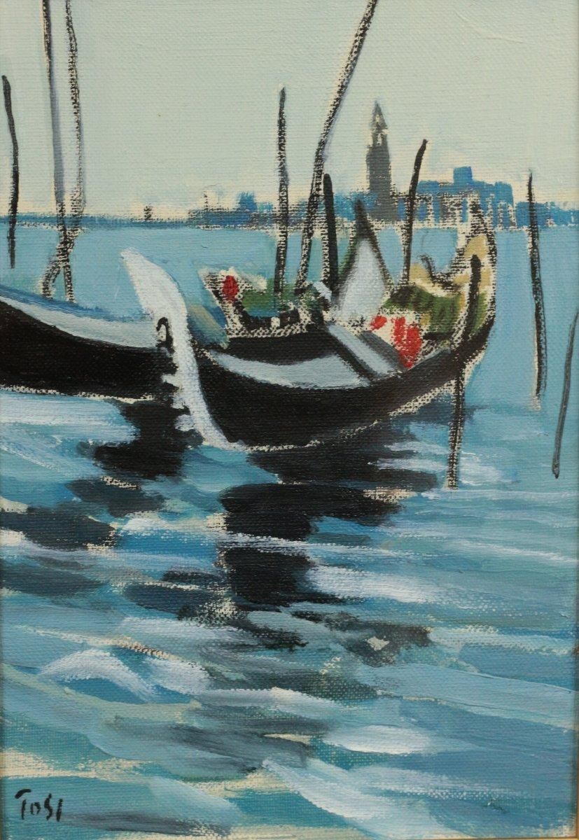 油彩 関屋俊彦 「ベネチアゴンドラ SM」 商品番号06061803- 絵のある