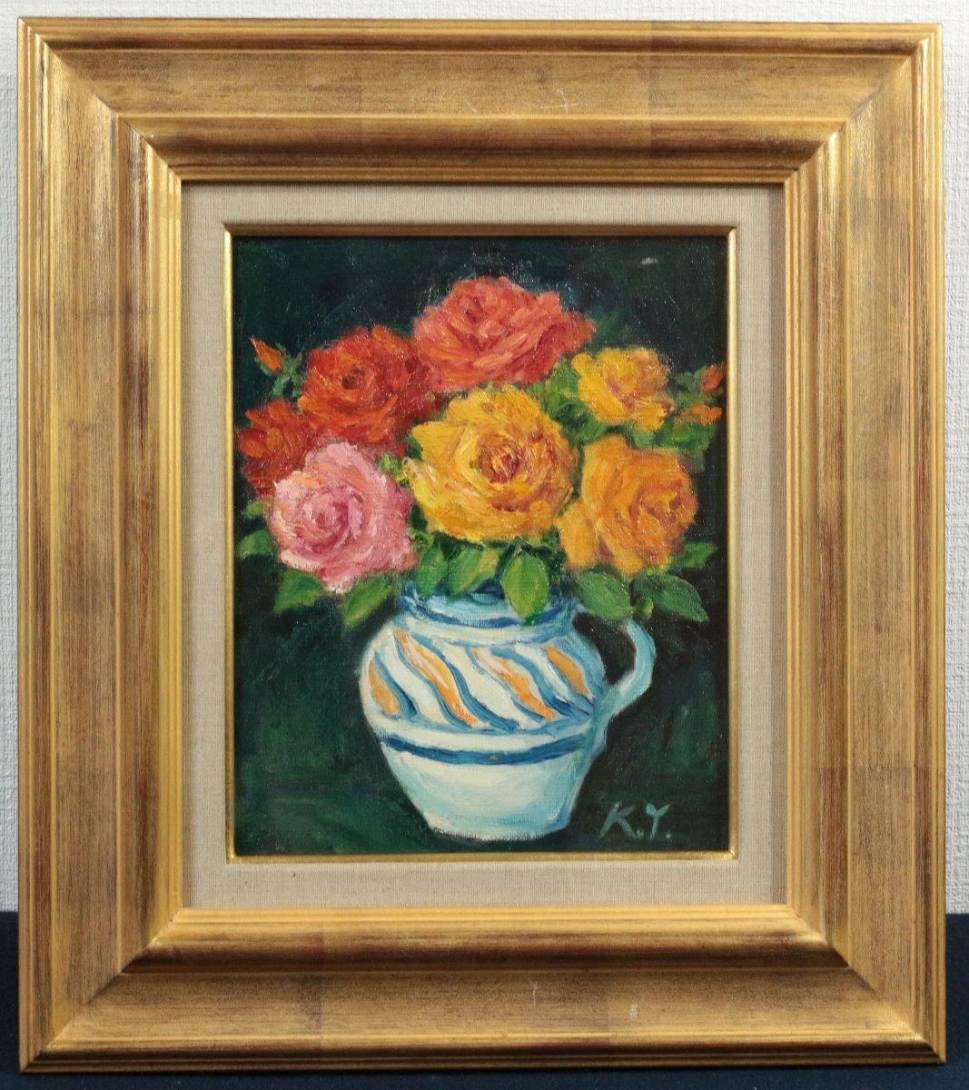 油彩 吉岡伎世子 「バラ F3」 商品番号06072503- 絵のある暮らし・絵