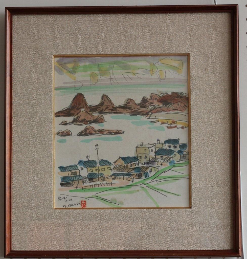 色紙額水彩 大橋廣治「佐渡の小川」商品番号268- 絵のある暮らし・絵に