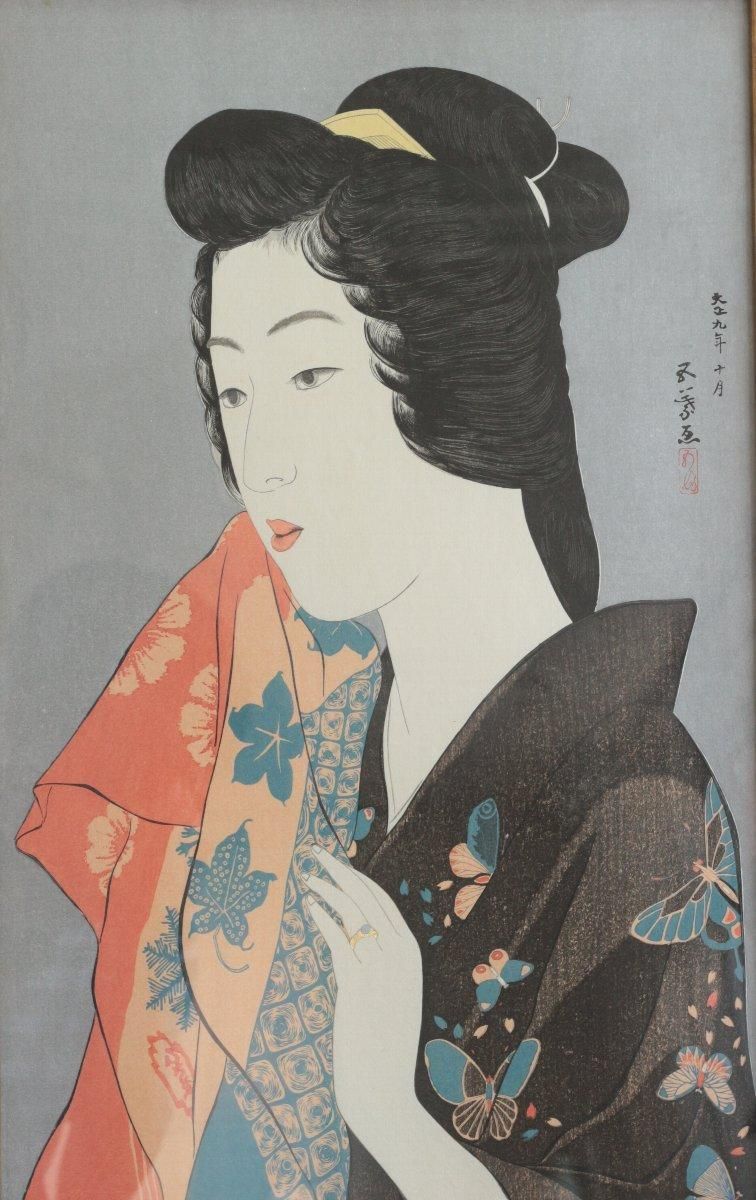 復刻木版画 橋口五葉 芸妓～丹青社版 商品番号339- 絵のある暮らし・絵