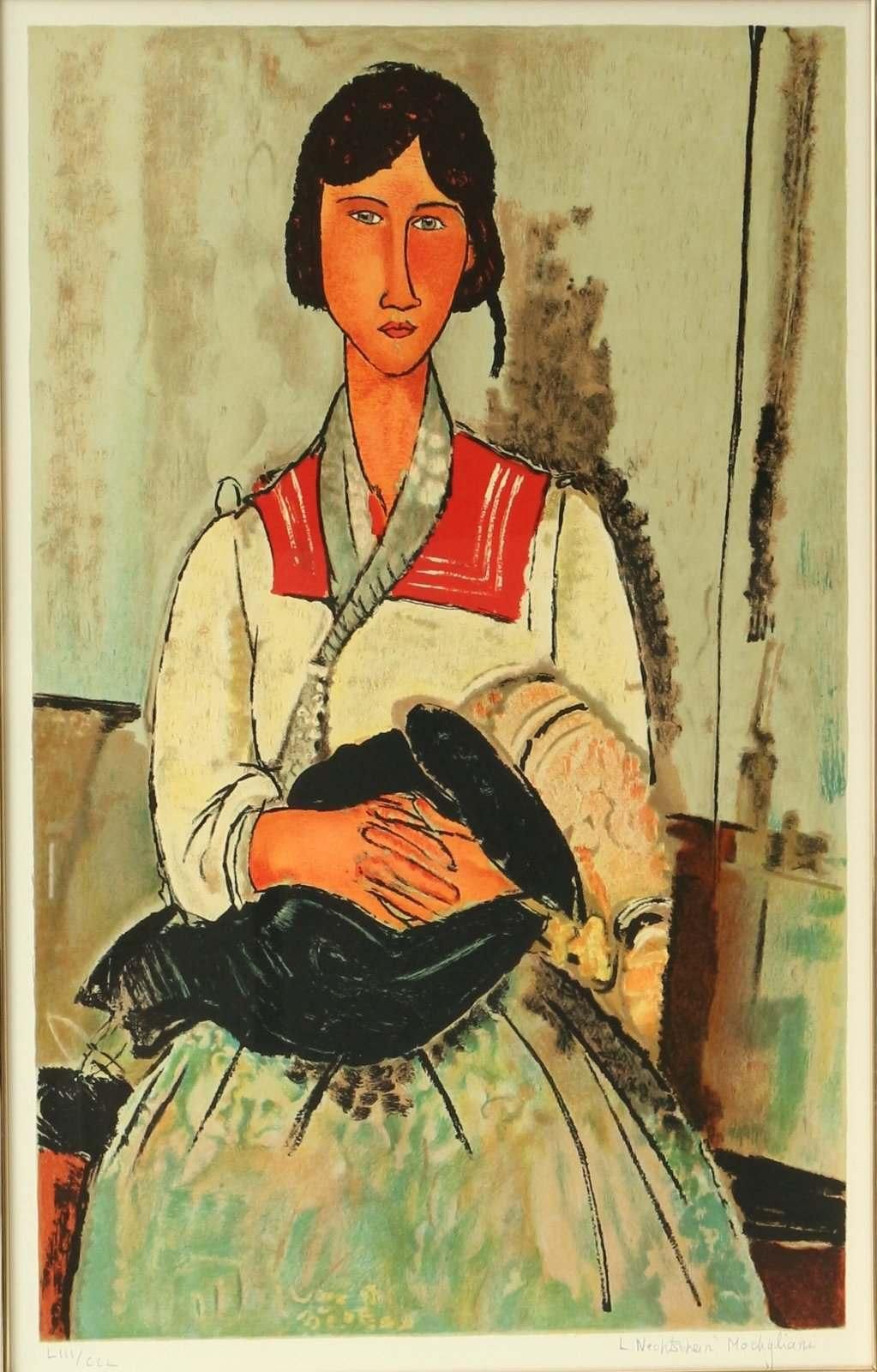 リトグラフ版画エスタンプ アメディオ・モディリアーニ「ジプシーの女