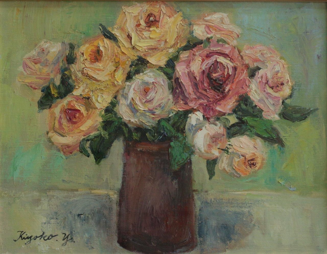 油彩 吉岡伎世子 ｢ばら F6｣ 商品番号729- 絵のある暮らし・絵になる