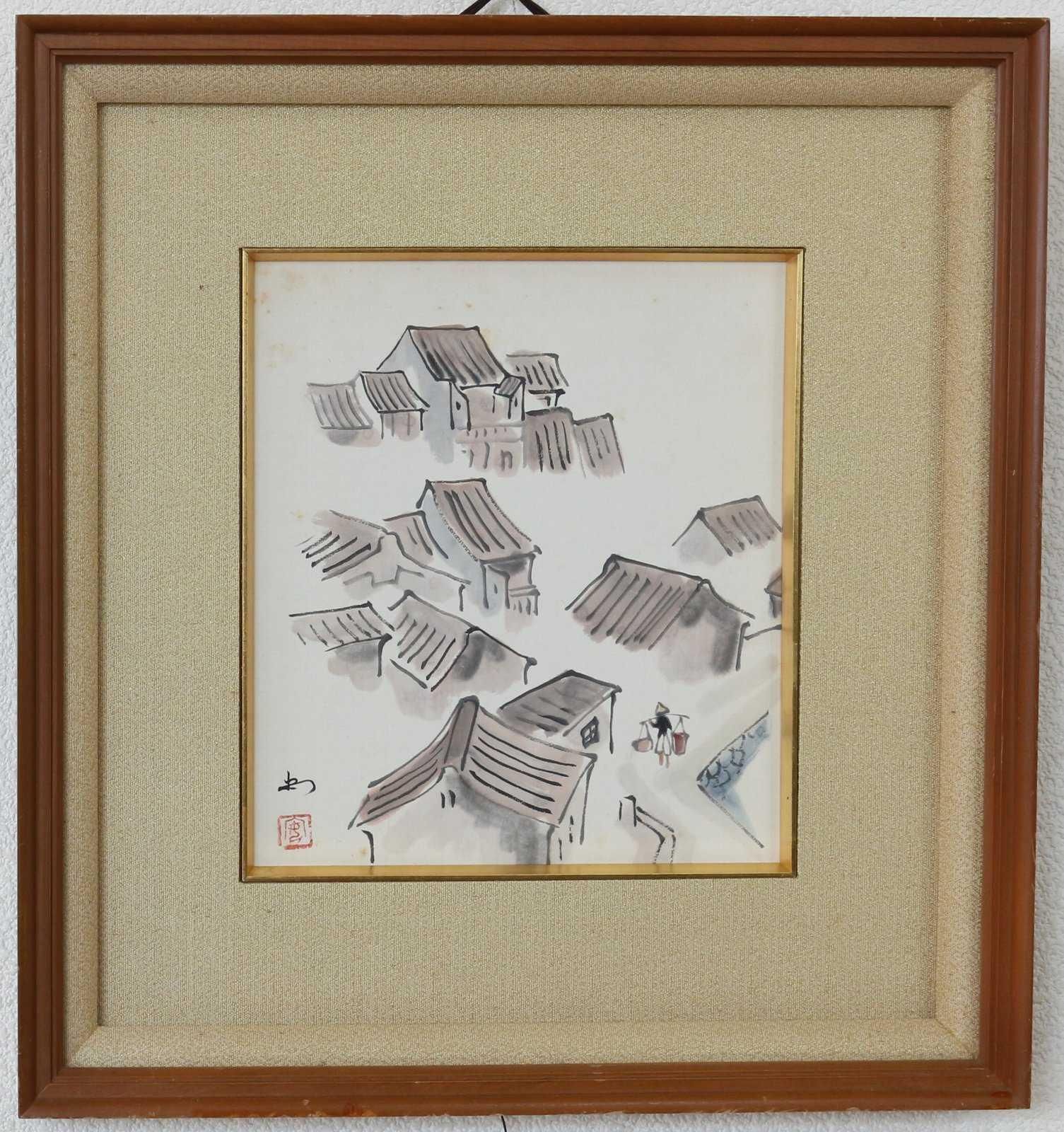 色紙額水彩 安宅安五郎「中国家並」商品番号29022801 - 絵のある暮らし