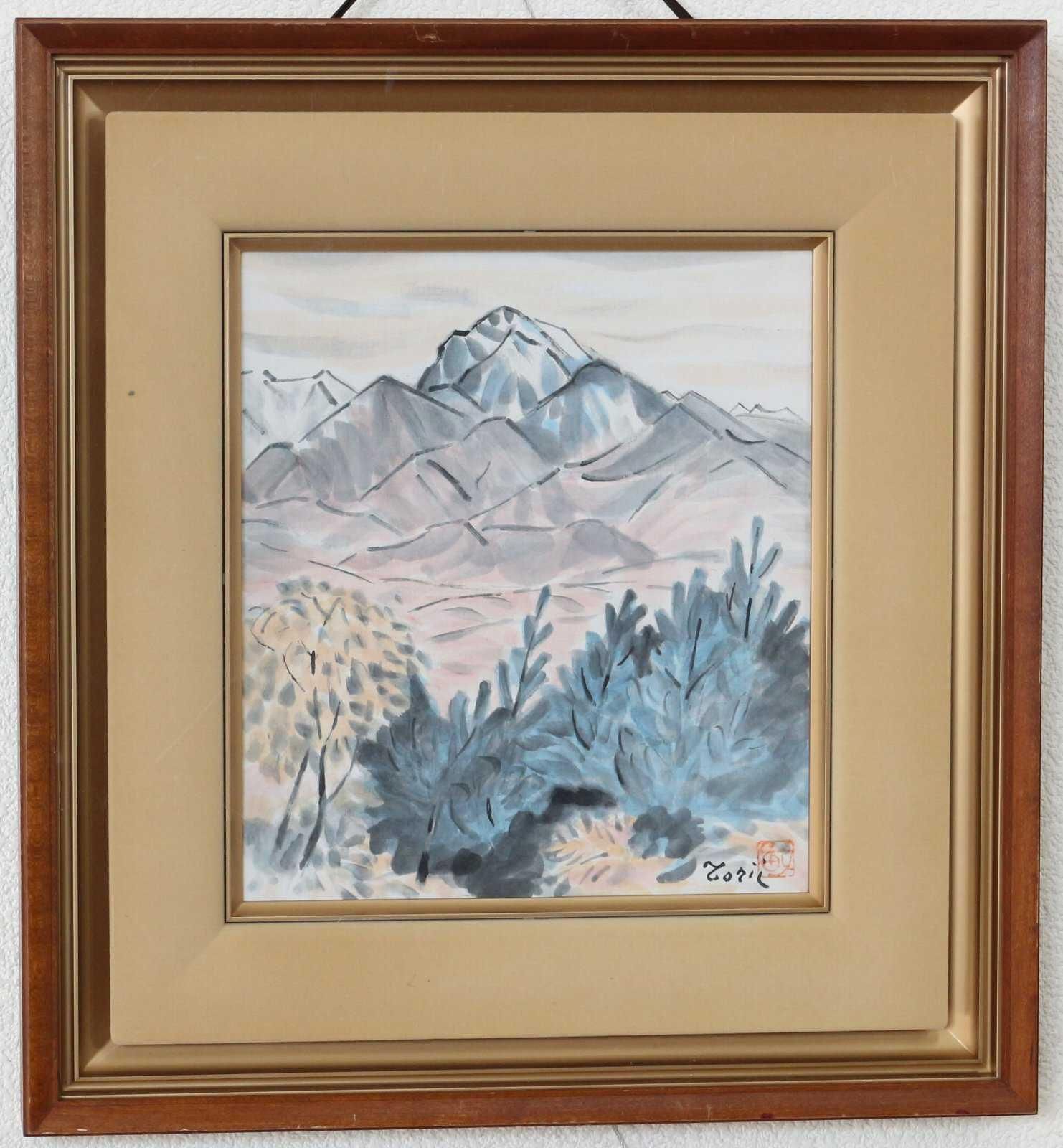 甲斐駒岳/鳥居敏文 (色紙額水彩) 商品番号29022802 - 絵のある暮らし