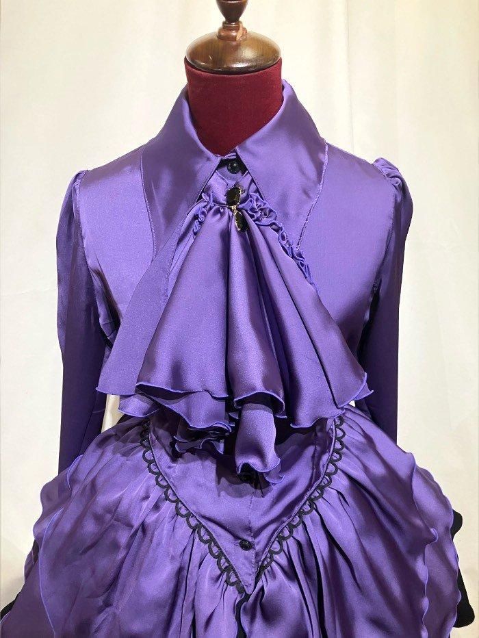 ◇受注商品◇ゴシック調ドレープフリルタイ付きワンピース型ブラウス＋