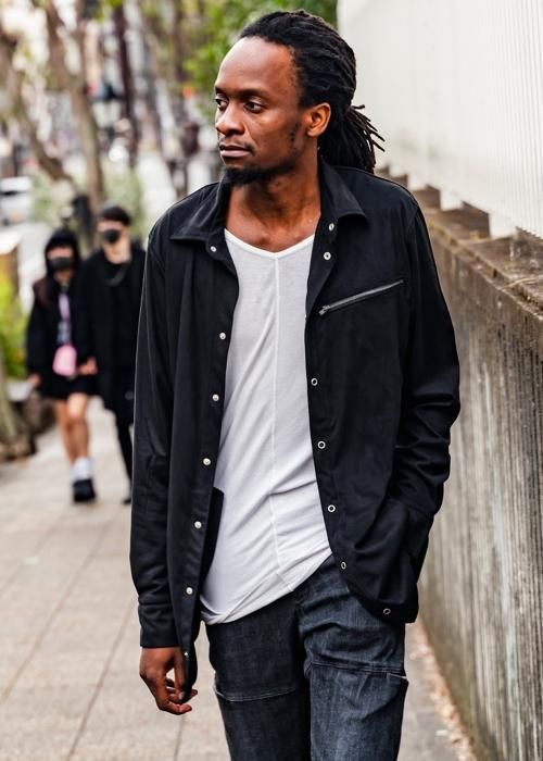 zeroエコスエードシャツジャケット - 黒