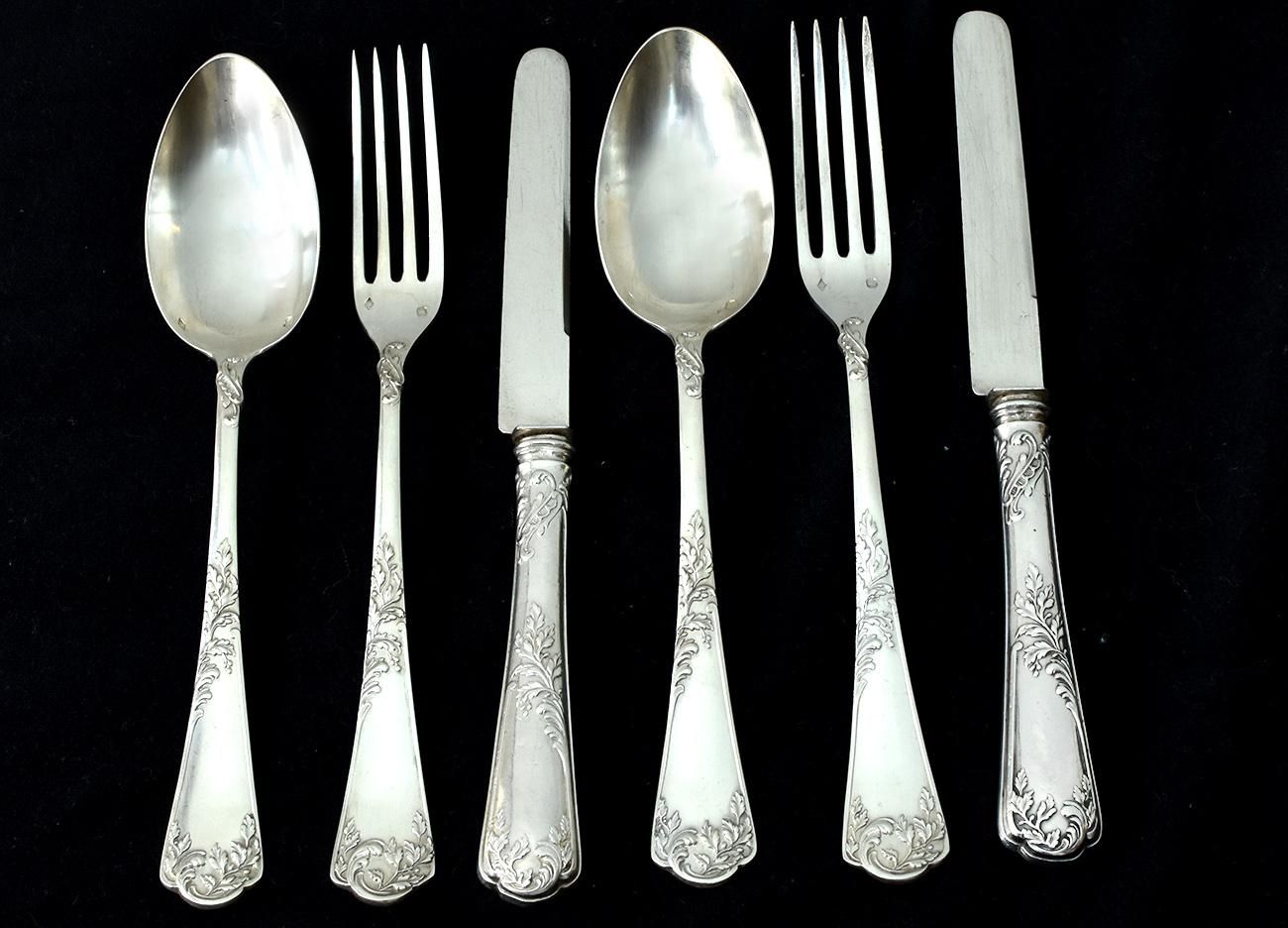 仏アンティーク銀器【銀950】デザートフォーク・スプーン・ナイフ2