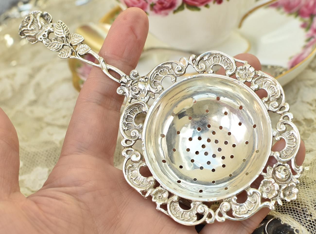 ドイツ銀器【銀835】薔薇のティーストレーナー◇ - Edwardian Dreams