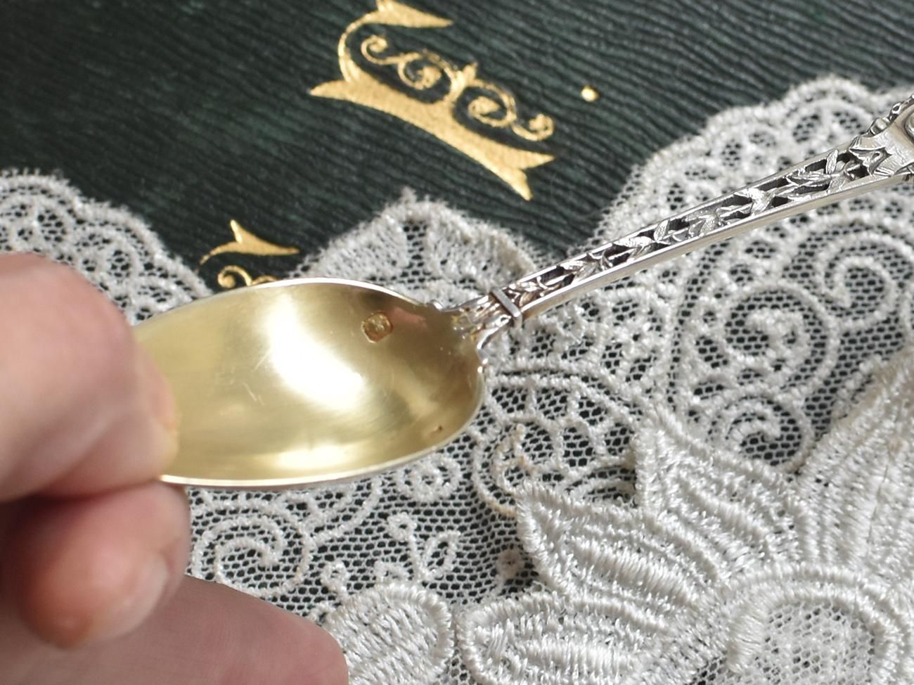 仏アンティーク銀器【銀950】ティーストレーナー&ティースプーン12本