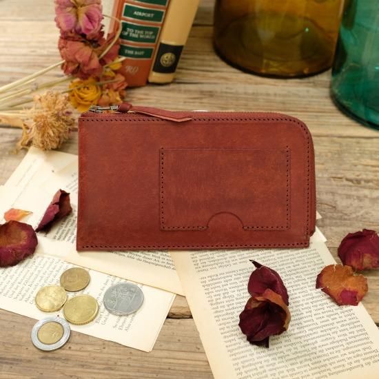 プエブロ コンパクトウォレット / ブリックレッド - 革コイン