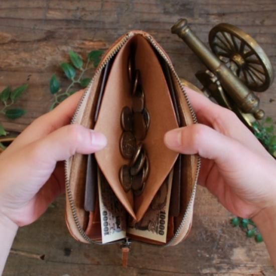 プエブロ コンパクトウォレット / ダークパープル - 革コイン