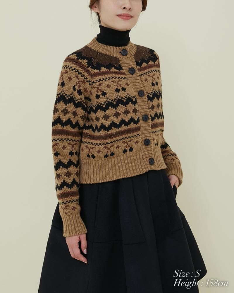 チェリージャガードカーディガン(ネイビー) - seventen