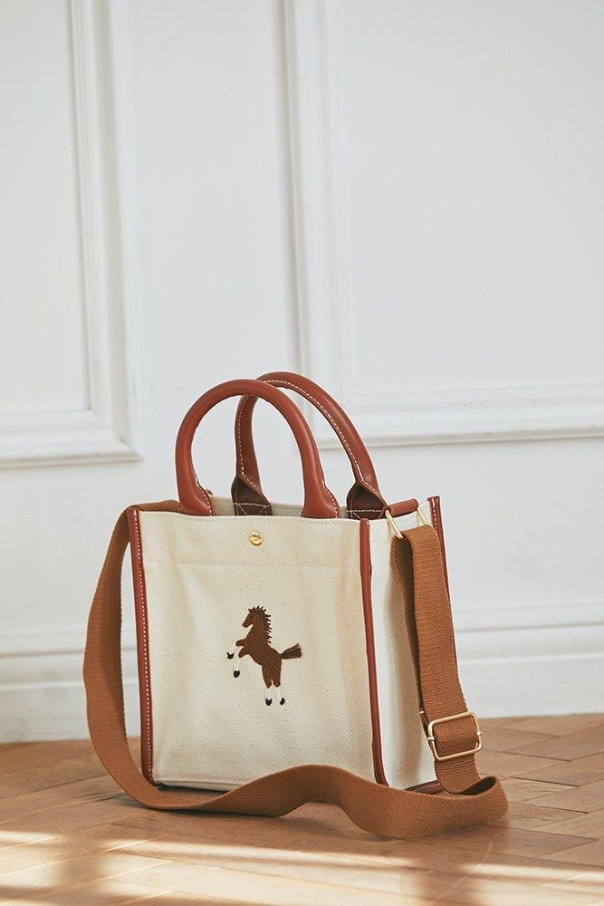 ワンポイント刺繍トートバッグ(オフホワイト/ミニ) - seventen