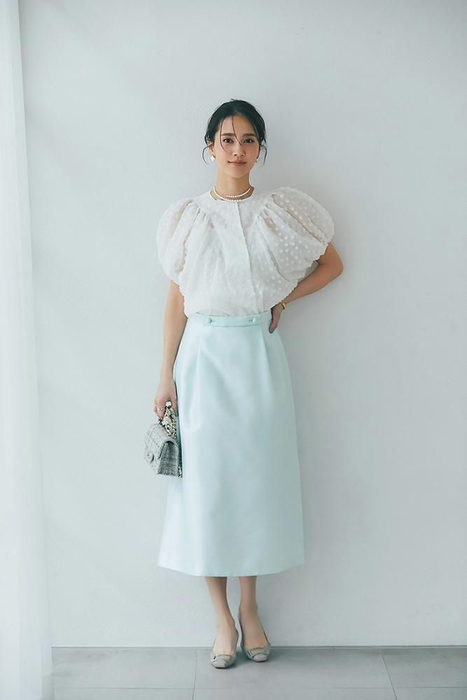 ミカドサテンタックタイトスカート(ミント) - seventen