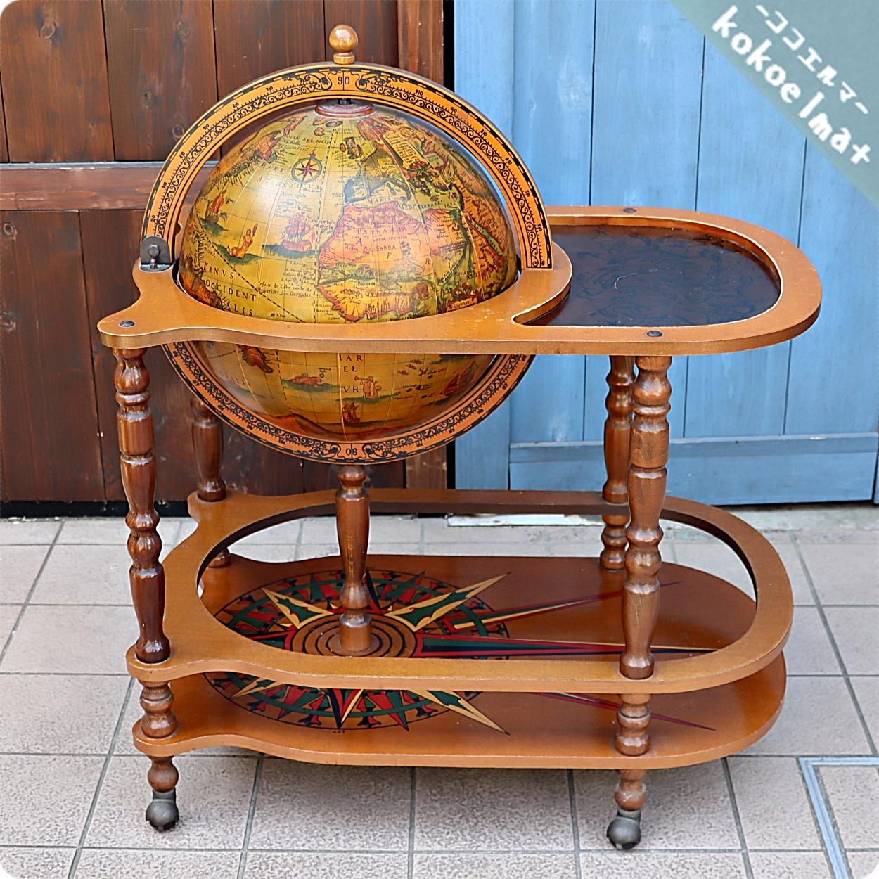 アンティーク調◇地球儀型◇ワインラック◇キッチンワゴン◇クラシック
