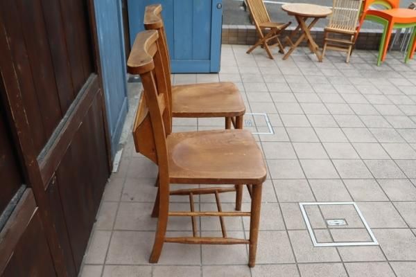 値下げ/アンティークのチャーチチェア2脚セットです。クラシカルな