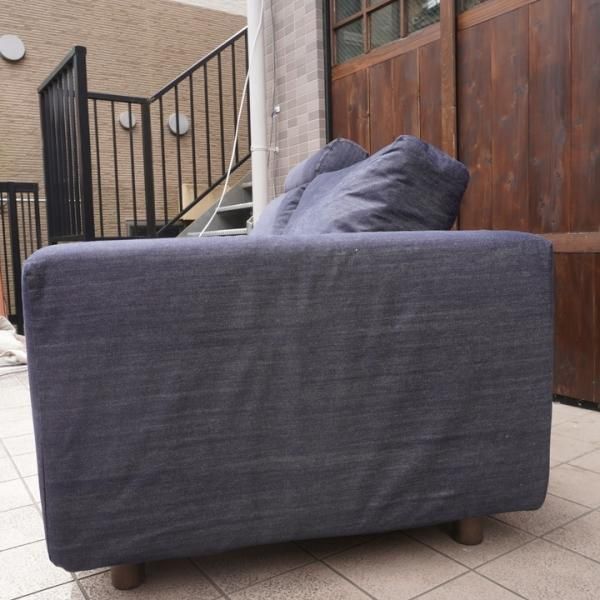 値下げ/無印良品の綿デニムソファ 2.5シーター/フェザー ポケット