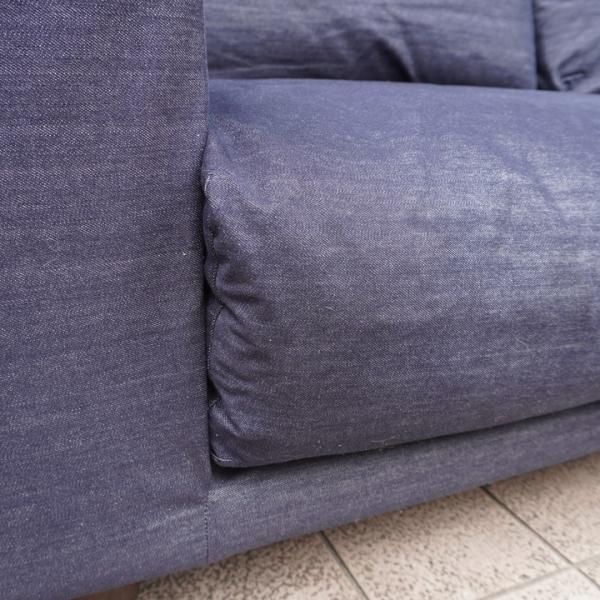 値下げ/無印良品の綿デニムソファ 2.5シーター/フェザー ポケット
