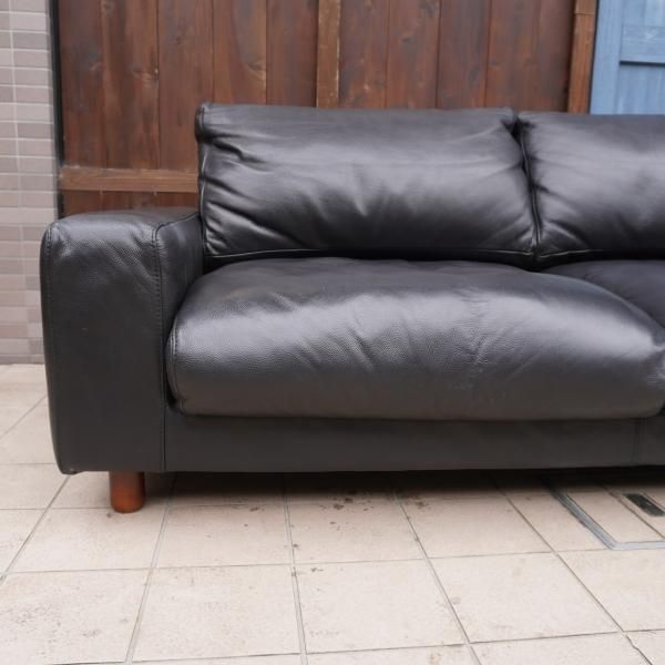 値下げ/人気の無印良品(MUJI)のフェザーを使用した本革張り2.5シーター