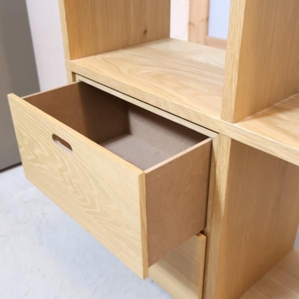 人気の無印良品(MUJI)のオーク材 2段・2列スタッキングシェルフ/引出し