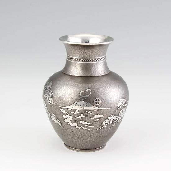 錫 花瓶 花瓶 桜島 黒漆加工 [No.140]｜薩摩錫器工芸館