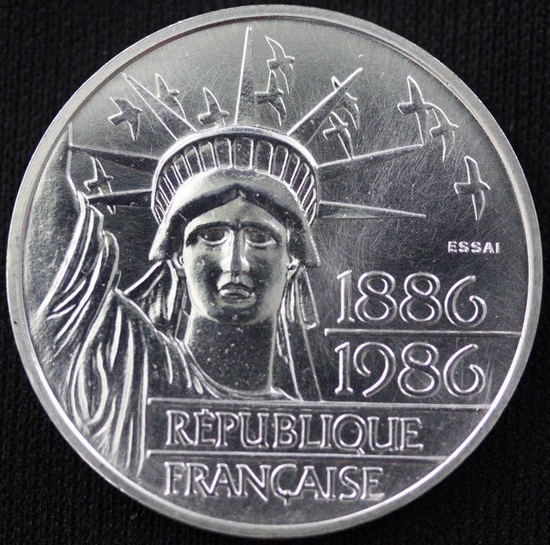 フランス France 第五共和政 自由の女神 Essai 100フラン 銀貨 1986年
