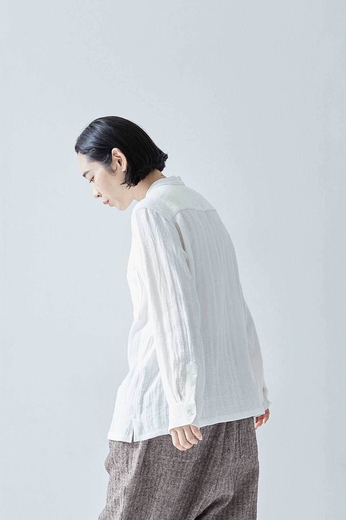 linen tweed band-collar shirt - atelier naruse｜Online store｜the an
