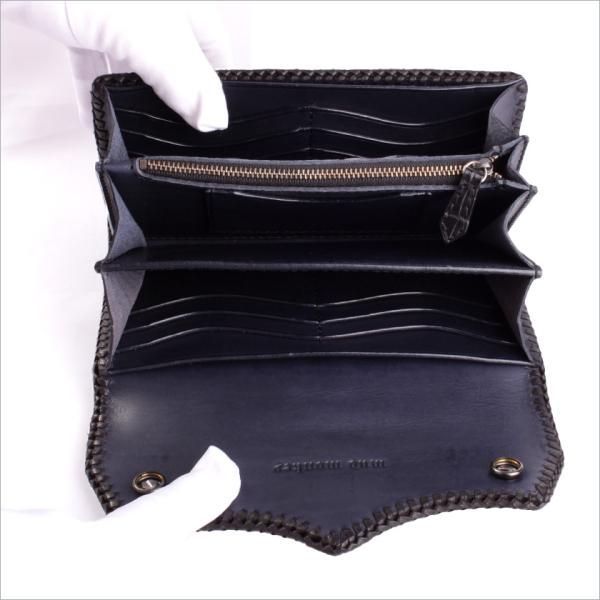 クロコダイル 長財布 背面ホーンバック・ブラック/コンチョWクロス CLAW