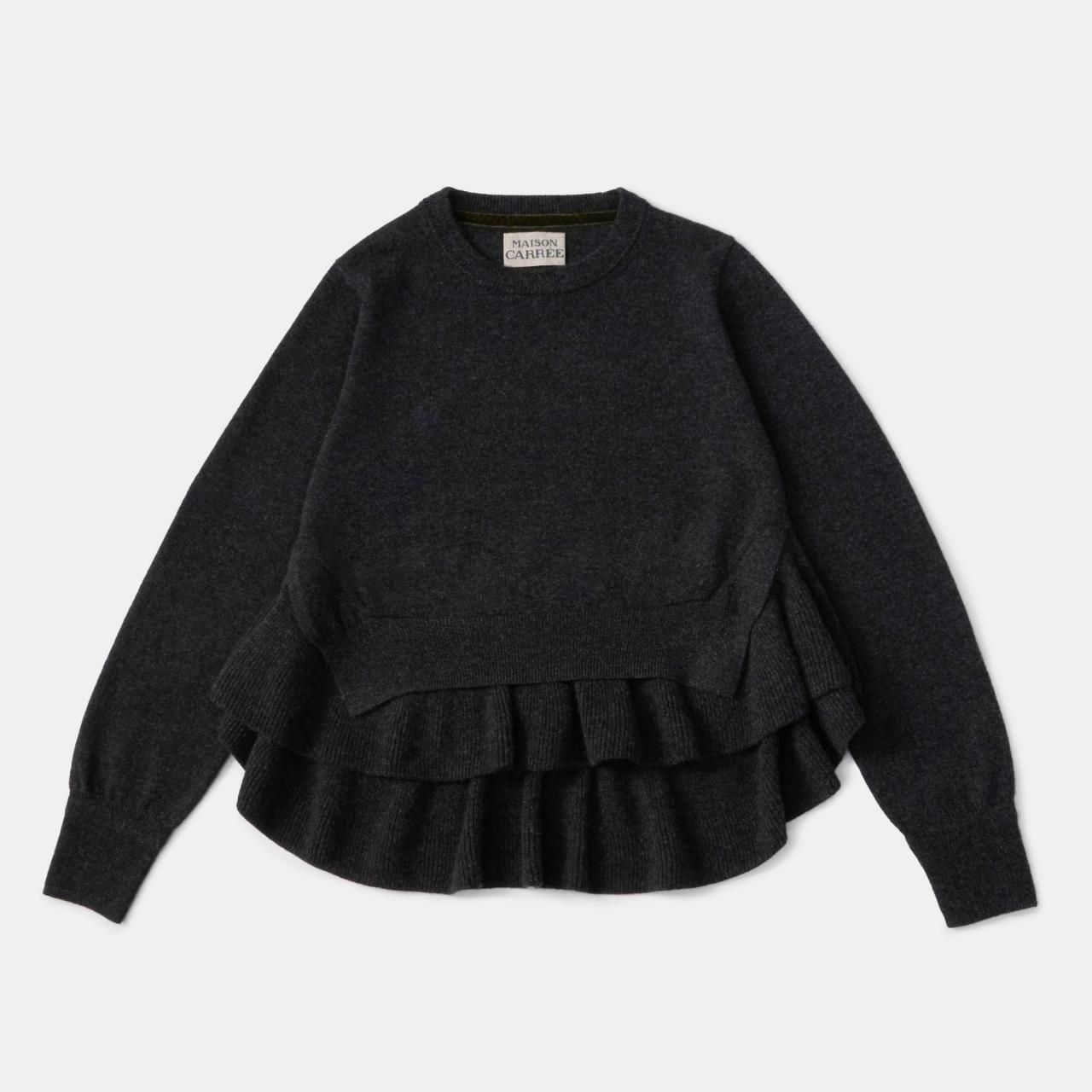 CASHMERE FRILL KNITCHARCOAL - maisoncarree