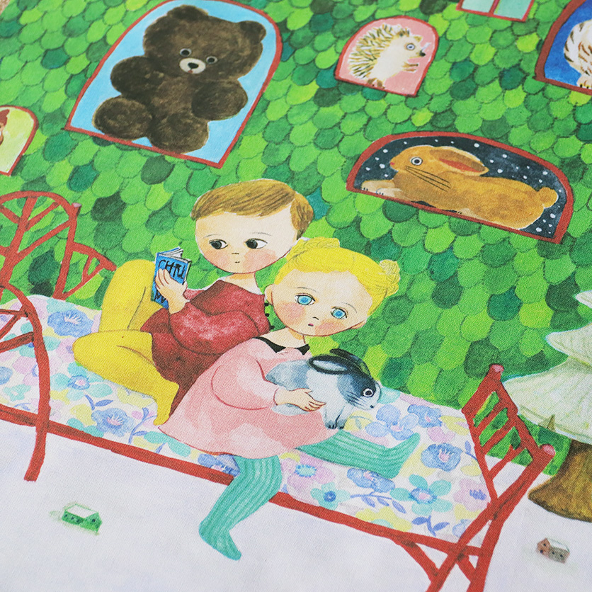 ファブリックポスター：雪の夜 赤いベッド（marini＊monteany