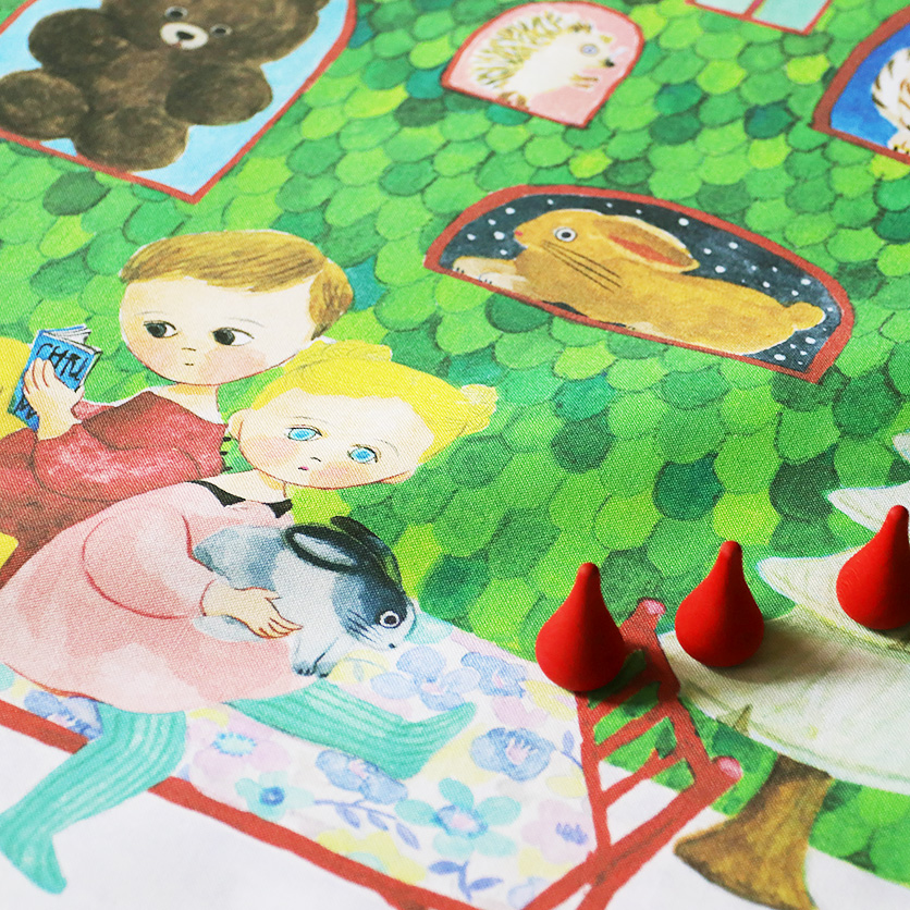 ファブリックポスター：雪の夜 赤いベッド（marini＊monteany