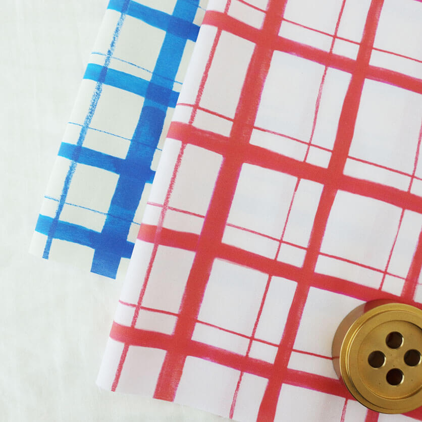 にじみチェック（ピンク）チェック柄- 布・生地の通販サイト：nunocoto