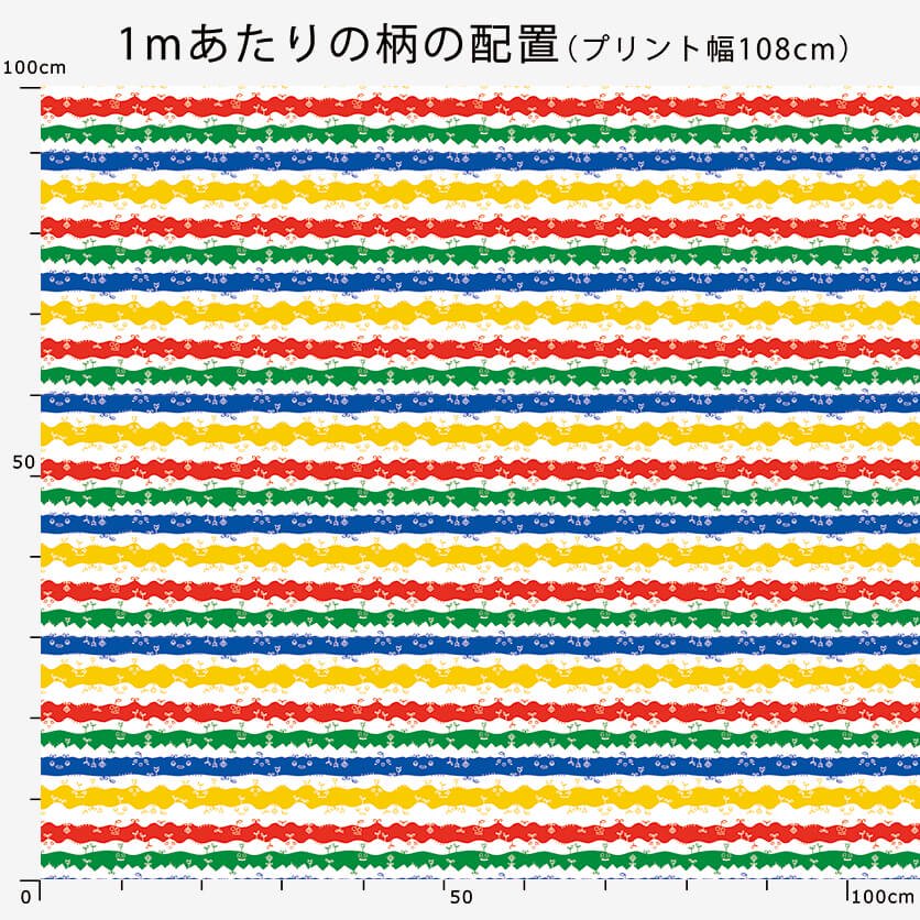 Soil Monsters（イエロー）ボーダー柄- 布・生地の通販サイト