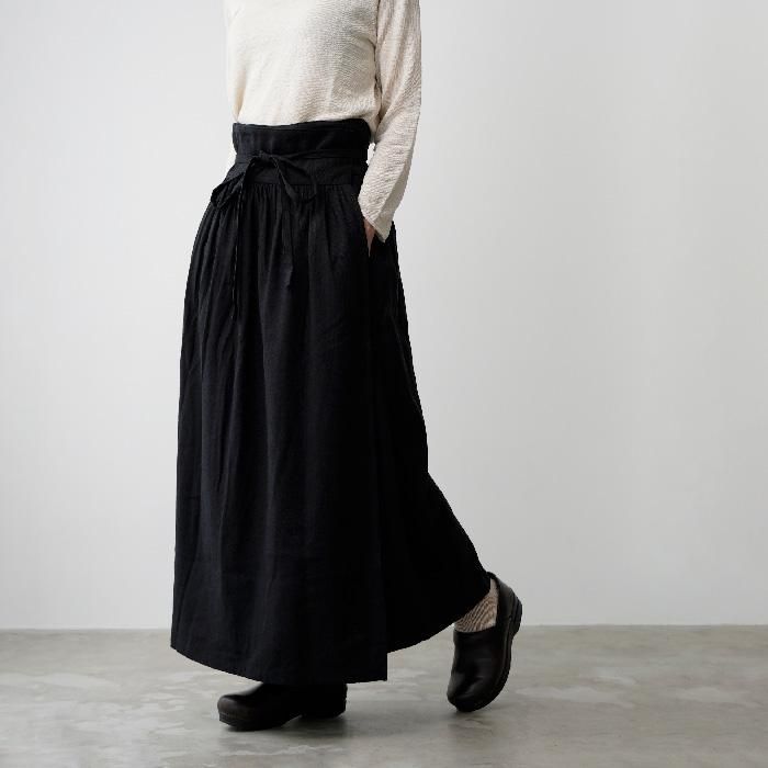 MITTAN ミッタン 綾織絹麻巻きスカート 黒 SK-06 メンズ レディース