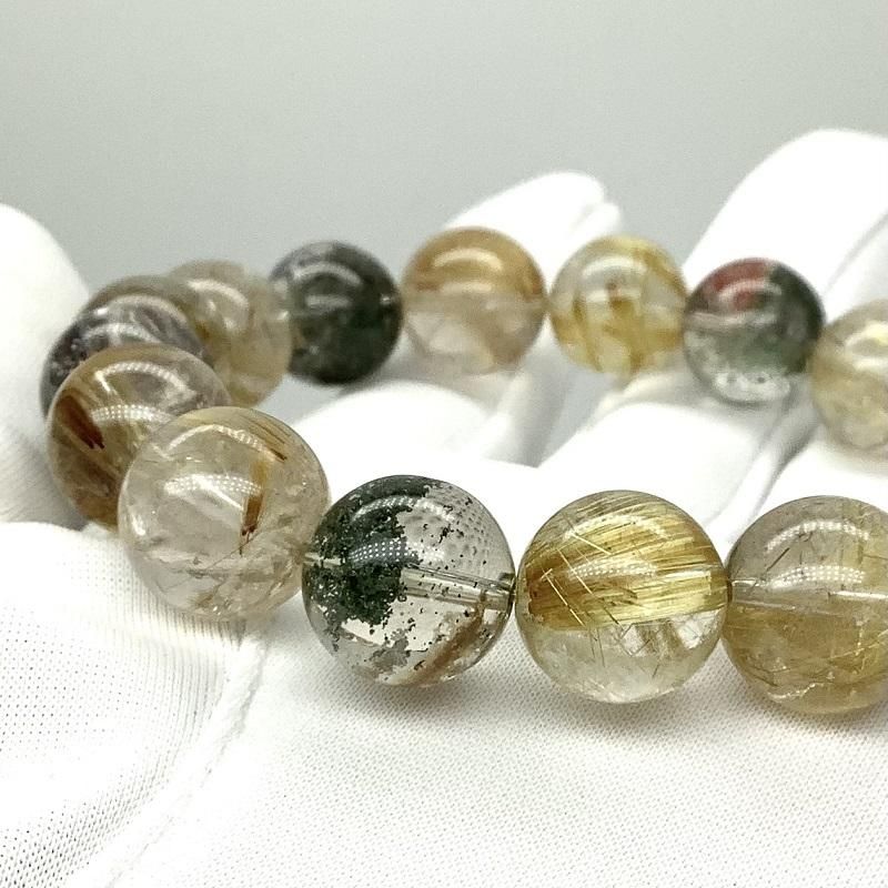 ゴールドルチルクォーツ/ガーデンクォーツ ブレスレット 】 針状結晶