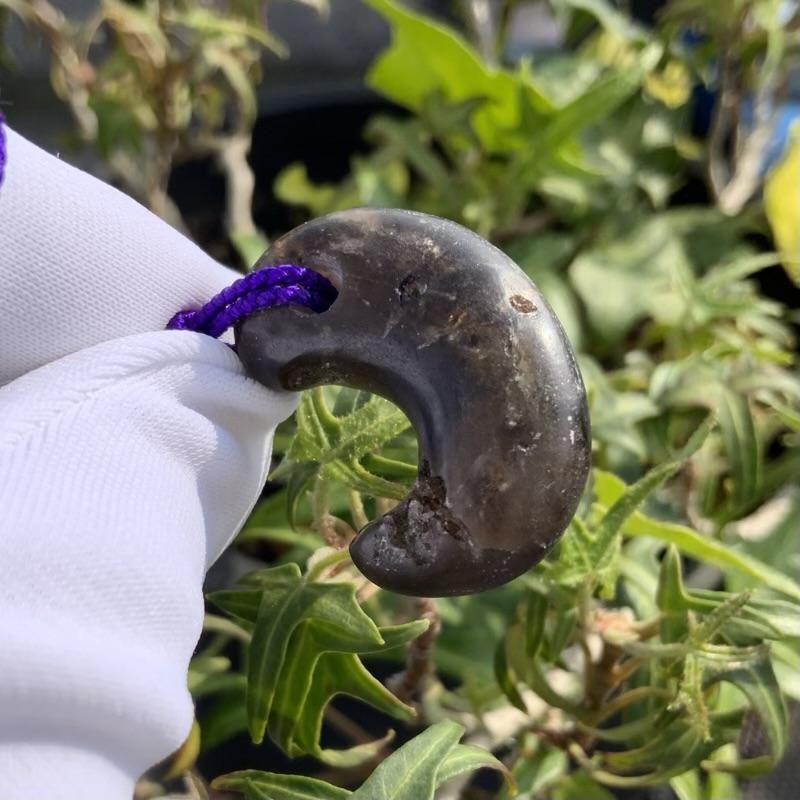 岐阜県蛭川産 黒水晶 勾玉 】 日本産 モリオン クォーツ quartz 天然石