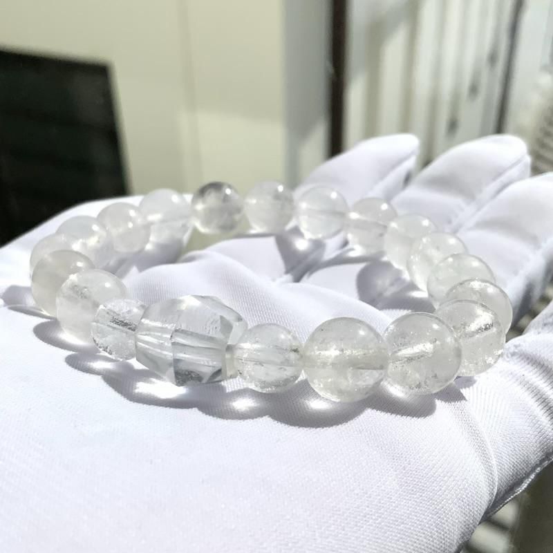 乙女鉱山水晶切子玉/黒平鉱山産水晶ブレスレット 10mm玉 】 乙女水晶