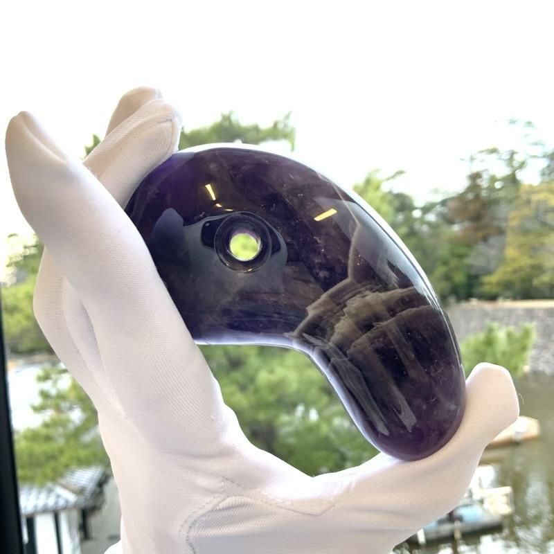 アメシスト 勾玉(特大) 置物 台付き 】 アメジスト 紫水晶 天然石 万能