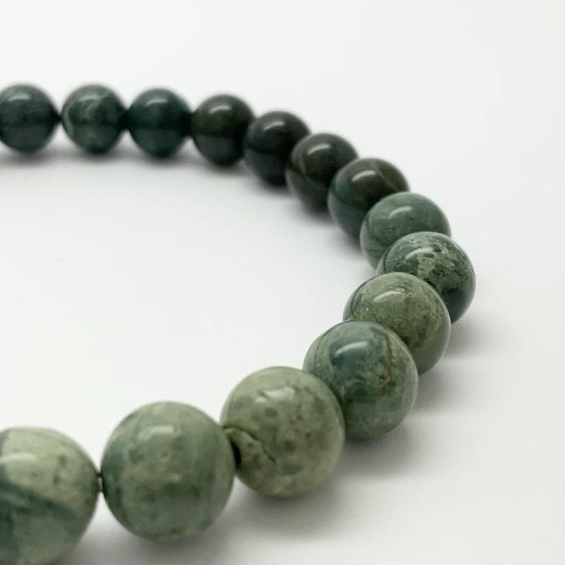 出雲石/碧玉 ブレスレット AA 8mm 】 出雲石 国産 花仙山 青めのう 緑