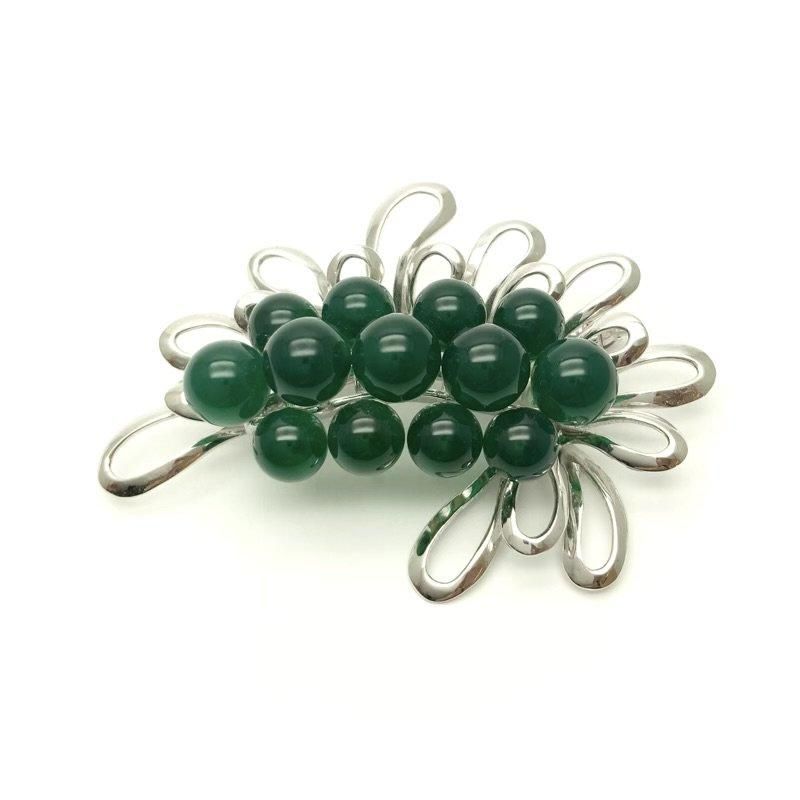 緑めのう ブローチ シルバー台 】 蔵出し品 瑪瑙 メノウ agate