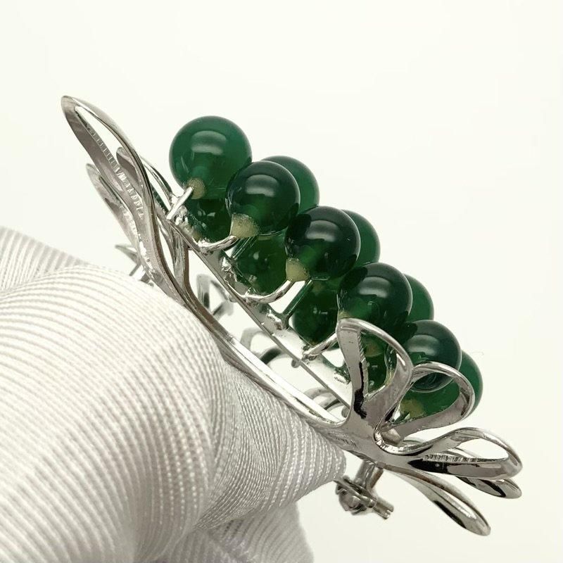 緑めのう ブローチ シルバー台 】 蔵出し品 瑪瑙 メノウ agate