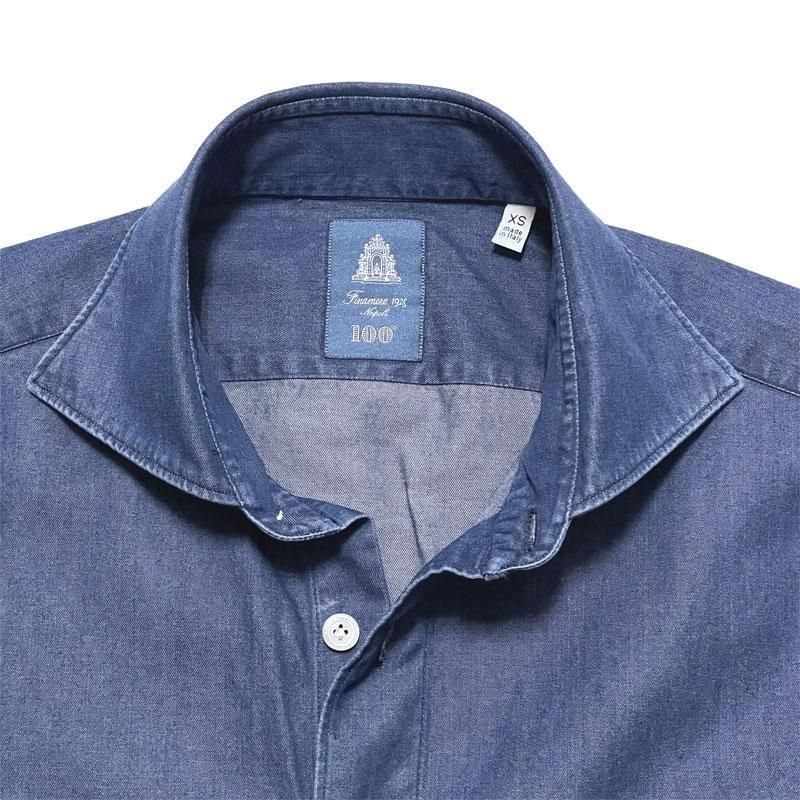 Finamore フィナモレ SIMONE BALI C0160D カッタウェイカラー デニム