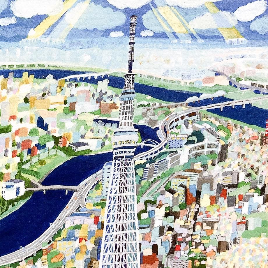 沖野愛 東京はがき 《隅田川風景》