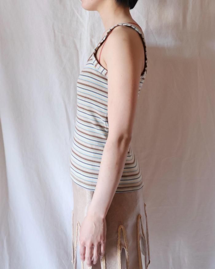 FUMIKA UCHIDA： MULTICOLOR STRIPE CAMISOLE - WHT/BGE/BRW - ORANN