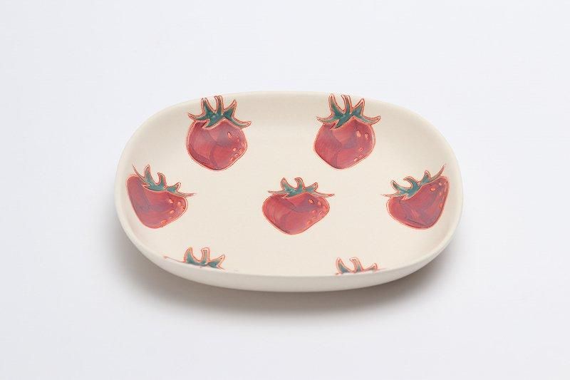 菊祥陶器 フレッシュアート四方平プレート いちご