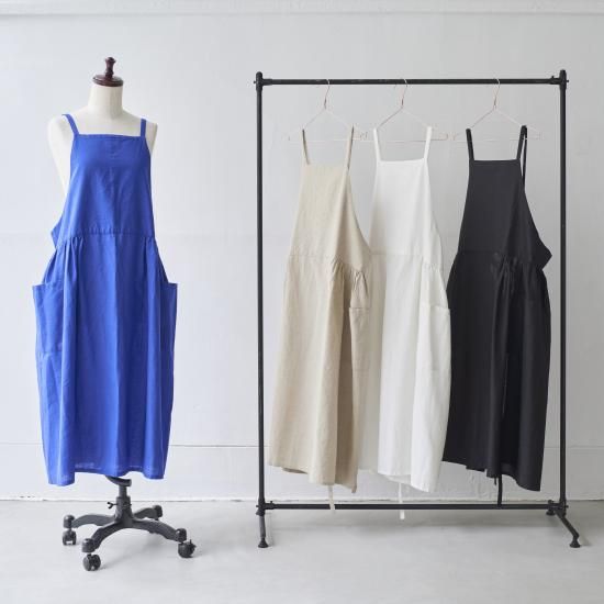 ワンピースエプロン onepiece apron | コットンリネン/ブラック