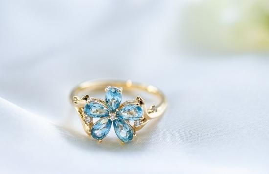 フラワーモチーフリング ブルースター blue star K18トパーズ