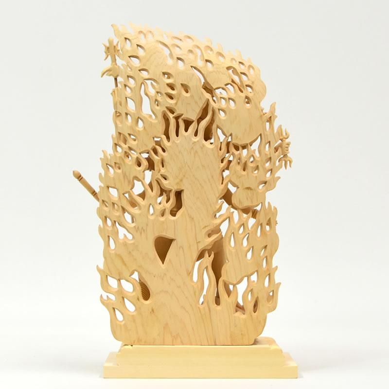 大元帥明王】 桧木 立5.0寸 総高26.5cm