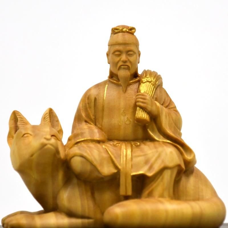 小仏】柘植稲荷神 金泥付 総高7.3cm