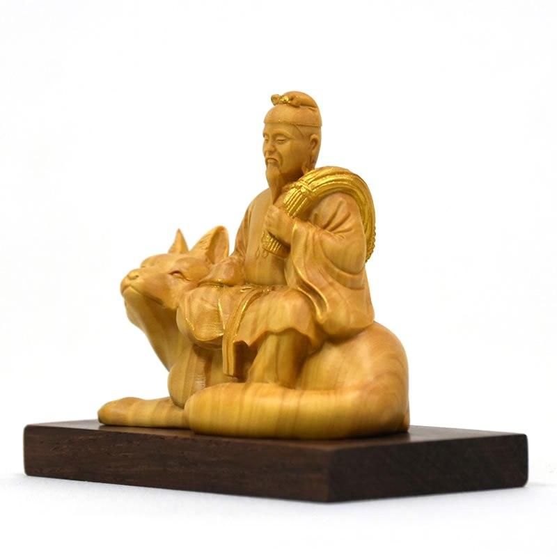 小仏】柘植稲荷神 金泥付 総高7.3cm